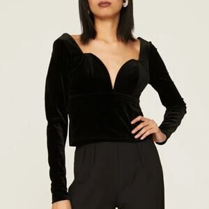 Louna Black Velvet Bustier Top SMALL Milkmaid Sweetheart Cocktail Designer $150